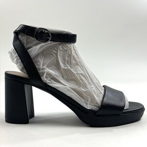 Clarks Ambyrlyn Bay Womens Black Leather Sandals Block Heel Strappy 26177005